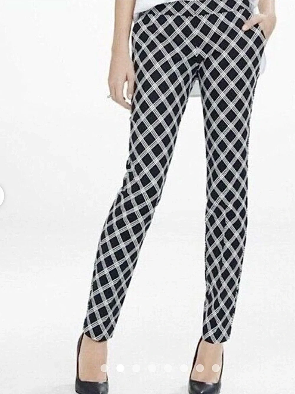 Express Black & White Plaid Slim Ankle Pants